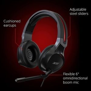 Acer Nitro Gaming Headset with Flexible Omnidirectional Mic, Adjustable Headband